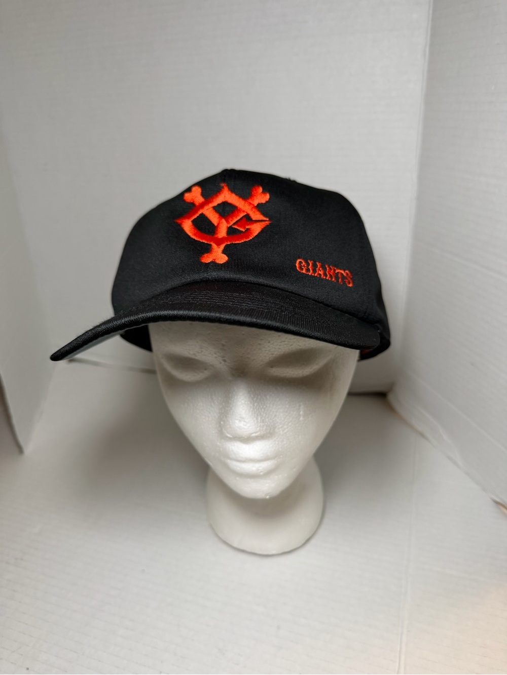 Vintage Yomiuri Giants Hat Cross Cap Black Orange Japanese Baseball Tokyo Sz L
